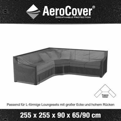 AeroCover Schutzhülle für L-förmige Eck-Lounge-Sets 255x255x90xH65/90 cm mit Trapeze