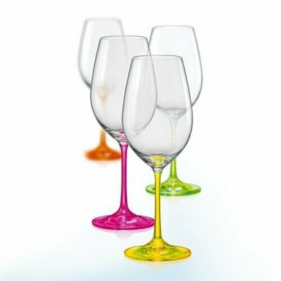 Weingläser Kristallglas verschiedene Neonfarben Bohemia Neon 350 ml 4er Set