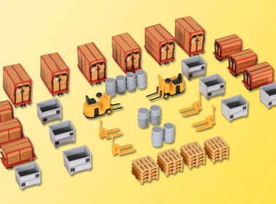 H0 Deko-Set Kleincontainer und Ladegut, Modellwelten Bausatz 1:87, Kibri 38647