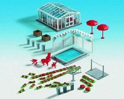 H0 Deko-Set Pool und Garten, Modellwelten Bausatz 1:87, Kibri 38614