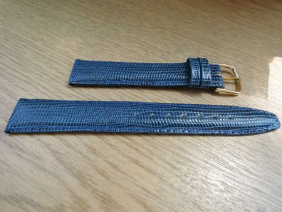 Leder Uhrenarmband blau 16mm 155