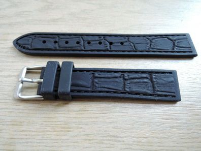 Kunststoff-Uhrenarmband mit Dornschliesse Silikon Kautschuk schwarz 18mm b378