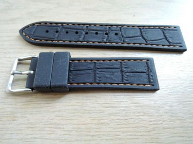 Kunststoff-Uhrenarmband mit Dornschliesse Silikon Kautschuk schwarz 20mm b70