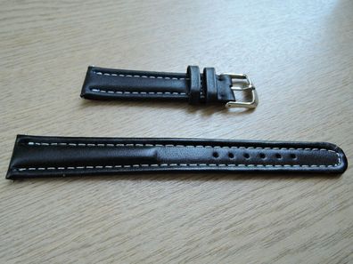Leder Uhrenarmband schwarz 18mm b182