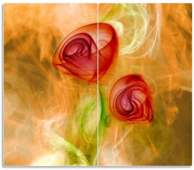 60x52cm Abstrakte Rosen rosen rot Wallario Herdabdeckplatte 1-teilig aus Glas 