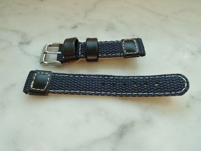 Leder Uhrenarmband Ersatzband blau 16mm b474