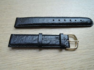 Leder Uhrenarmband schwarz 16mm b227