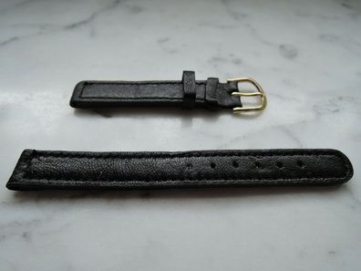 Leder Uhrenarmband Ersatzband schwarz 12mm b105