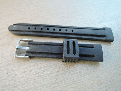 Kunststoff-Uhrenarmband mit Dornschliesse Silikon Kautschuk schwarz 17mm b327