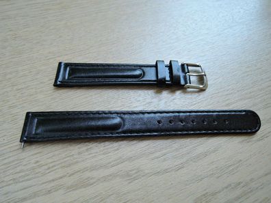 Leder Uhrenarmband schwarz 18mm b187