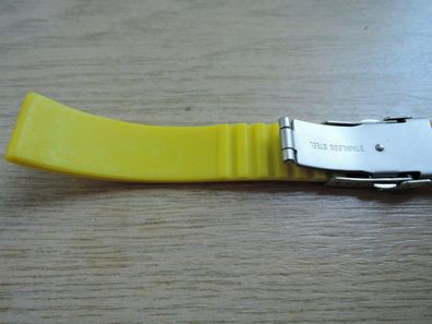 Kautschuk Uhrenarmband mit Faltschließe Kautschuk Silikon gelb 18 mm