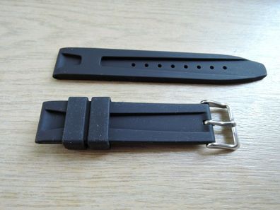 Kunststoff-Uhrenarmband mit Dornschliesse Silikon Kautschuk schwarz 18mm b379