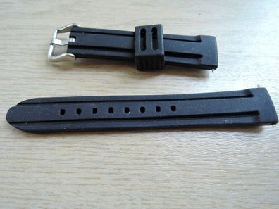 Kunststoff-Uhrenarmband mit Dornschliesse Silikon Kautschuk schwarz 18mm b381