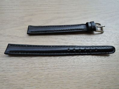 Leder Uhrenarmband schwarz 12mm b95