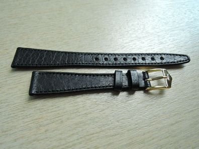 Leder Uhrenarmband Ersatzband Fortis schwarz 14mm b220