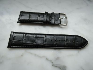 Leder Uhrenarmband Ersatzband schwarz 22mm b89
