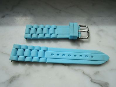 Kunststoff-Uhrenarmband mit Dornschliesse Silikon Kautschuk blau 20mm b9