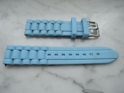 Kunststoff-Uhrenarmband mit Dornschliesse Silikon Kautschuk blau 20mm b14