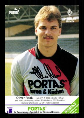 Oliver Reck Autogrammkarte Werder Bremen 1986-87 Original Signiert + G 34535