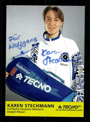 Karen Stechmann Autogrammkarte Original Signiert Badminton + 219594