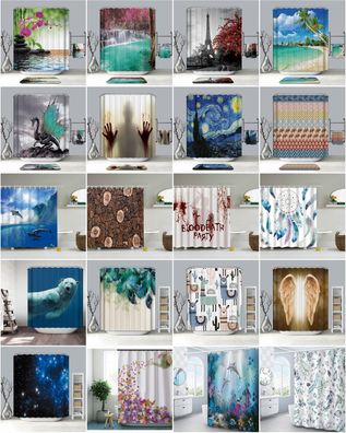 Duschvorhang Textil Badewannenvorhang 180x200cm inkl Ringe Anti Schimmel Design1-2021