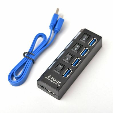 Verteiler USB 3.0 Ports 4 x für PC Laptop Notebook mit LED Anzeige