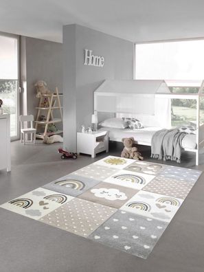 Teppiche Modern Designer für Wohnzimmer Kinderteppiche Groß Flauschige Schutzmatten Matten Waschbare Kindermatte fürs Babyzimmer Kleinkinderzimmer 140 x 200 cm