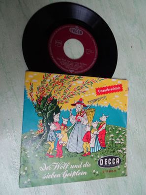 7" Tonbuch Decca D17887-M Der Wolf & die 7 Geißlein Brüder Grimm Ingeborg Walther