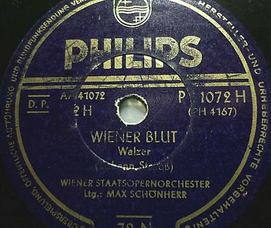 Max Schönherr "Künstlerleben / Wiener Blut" Philips 78rpm 10"