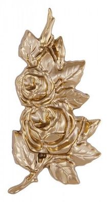 Rose goldfarben Metall 13x6 cm Grabstein Grabmal Relief Ornament