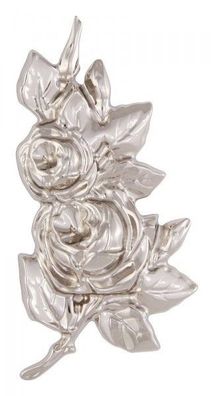 Rose silberfarben Metall 13x6 cm Grabstein Grabmal Relief Ornament