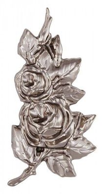 Rose silbergrau Metall 13x6 cm Grabstein Grabmal Relief Ornament
