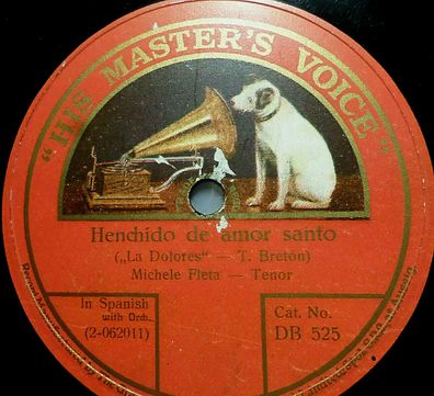 Michele FLETA "Henchido de amor santo / Ay, ay, ay" HMV 1925 78rpm 12"