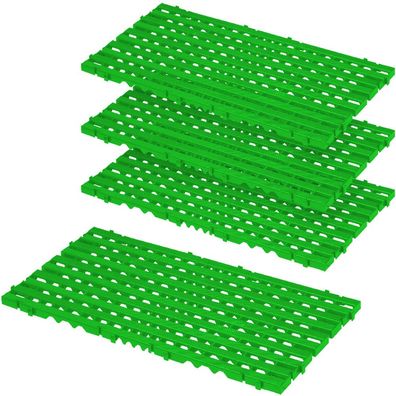 4x Bodenrost aus Kunststoff, LxBxH 800 x 400 x 25 mm, Farbe grün