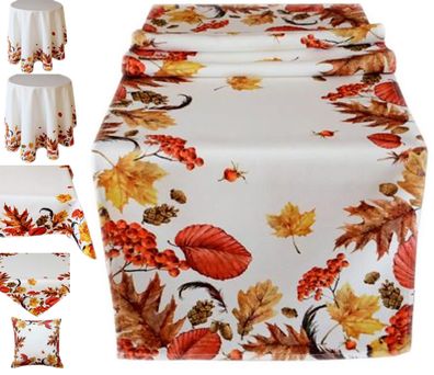 Herbstlaub Tischdecke Tischläufer Kissenhülle HERBST Pflegeleicht Blätter Terra