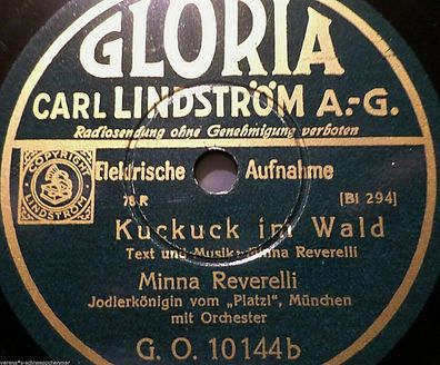 Minna Reverelli "Die Nachtigall -i hab a Hütterl drin im Hochgebirg" Gloria 1931