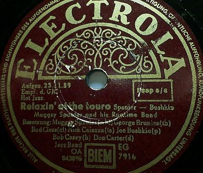 Mugsy Spanier "Riverboot shuffle / Relaxin´ at the touro" Electrola 1939 10"