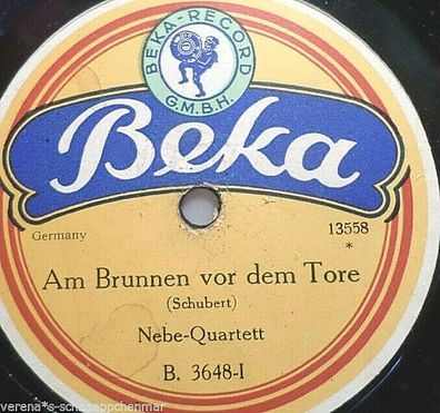 NEBE-QUARTETT "Verlassen bin i / Am Brunnen vor dem Tore" 78rpm Beka vor 1920