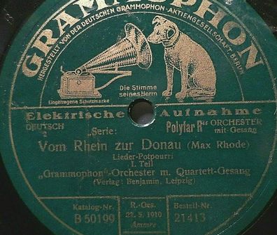 Orchester & Gesang "Vom Rhein zur Donau - Lieder-Potpourri" 10" Grammophon 1928