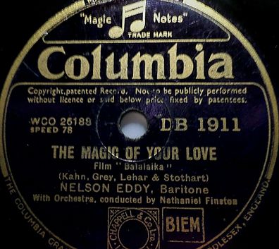 NELSON EDDY "Ride, Cossack, Ride / The Magic Of Your Love" Columbia 1939 78rpm
