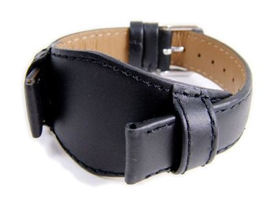 Uhrenarmband Leder mit Unterlage schwarz in Überlänge XL 23829S
