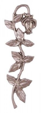 Rose silbergrau Metall 25x8 cm Grabstein Grabmal Relief Ornament