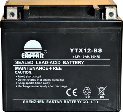 Batterie 12V 10AH YTX12-BS FÜR Motorrad