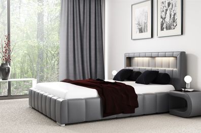 Polsterbett Bett LAUGE Standart Set 180x200cm inkl. LED in div. Farbvarianten