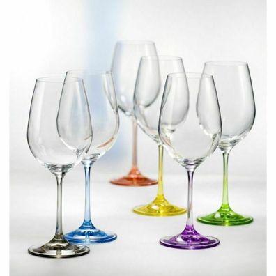 Bohemia Rotweingläser Rainbow Weinglas 550 ml mehrfarbig 6er Set