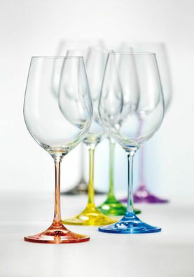 Bohemia Weißweingläser Rainbow Weinglas 350 ml mehrfarbig 6er Set
