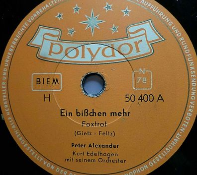 Peter Alexander "Ole Babutschkin / Ein bißchen mehr" Polydor 78rpm 10"