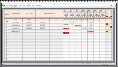 Digital Maschinen Wartungsplaner Software Wartungssoftware in Excel