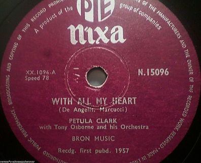 PETULA CLARK "Gonna Find Me A Bluebird / With All My Heart" Nixa 78rpm 10"