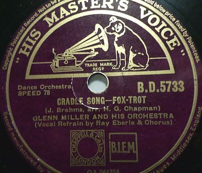 RAY EBERLE & GLENN MILLER "Elmer´s Tune / Cradle Song" HMV 1941 78rpm 10"
